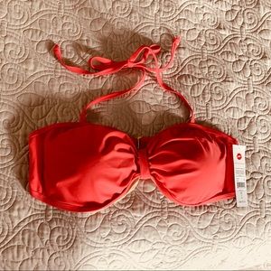 Marilyn Monroe Padded Halter Bikini Top in Coral